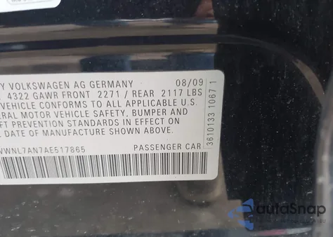 2010 Volkswagen Cc Sport z USA, uszkodzony, nr VIN WVWNL7AN7AE517865